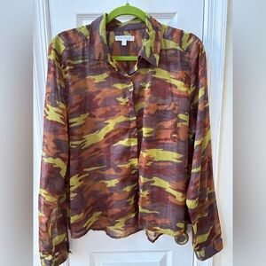 Shimmering sheer camo top